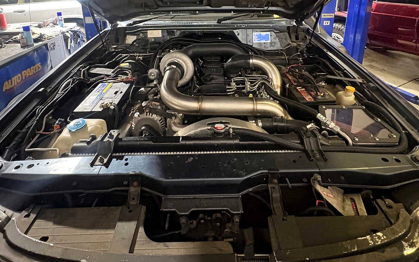 Engine bay of a GU Nissan Patrol with a GC Patrols 6BT Cummins conversion