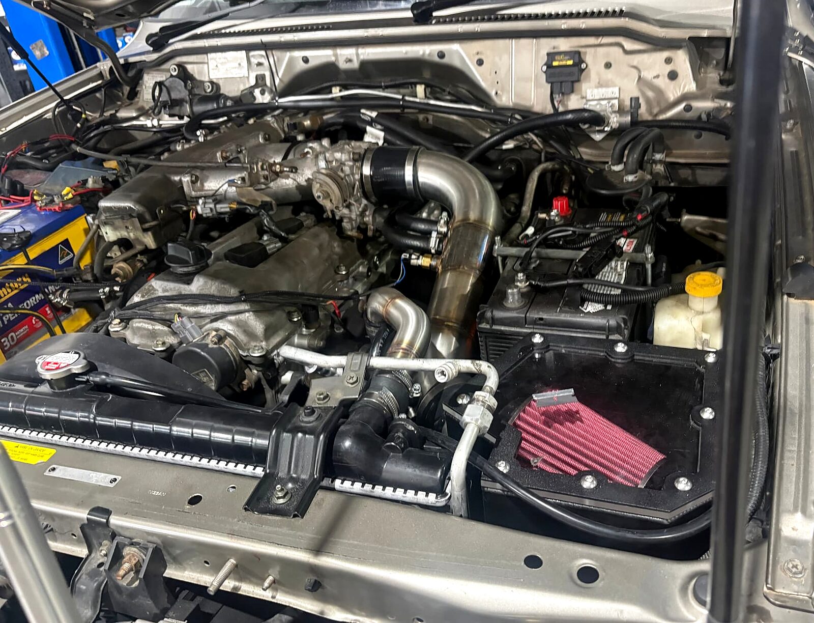 Engine bay of a GU Nissan Patrol with a GC Patrols TB48 turbo conversion