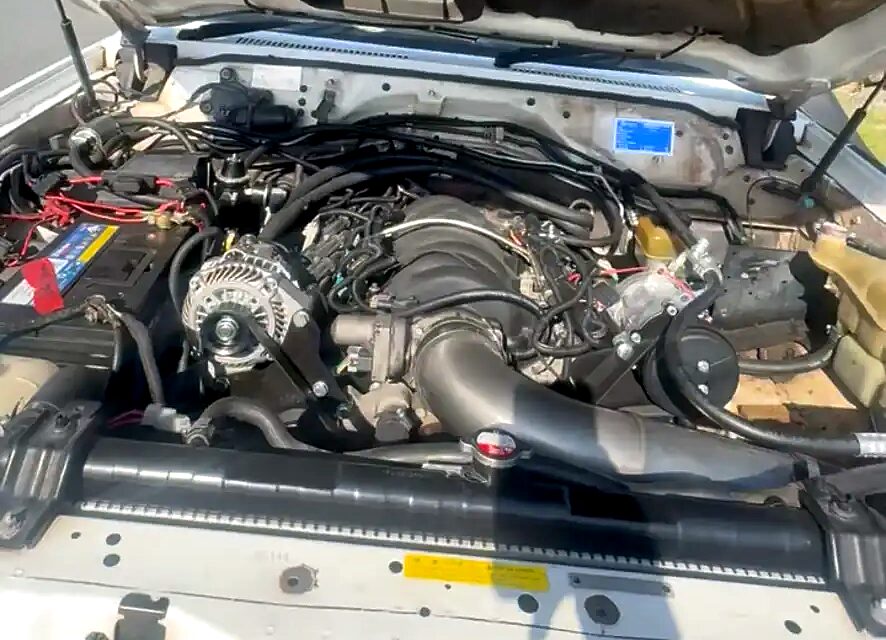Engine bay of a Nissan Patrol with a GC Patrols L98 LS V8 conversion