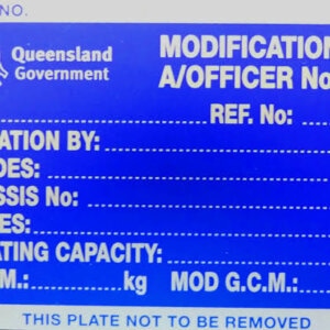 QLD Mod Plate For Nissan Patrol Td42 Engine Conversion Engineers